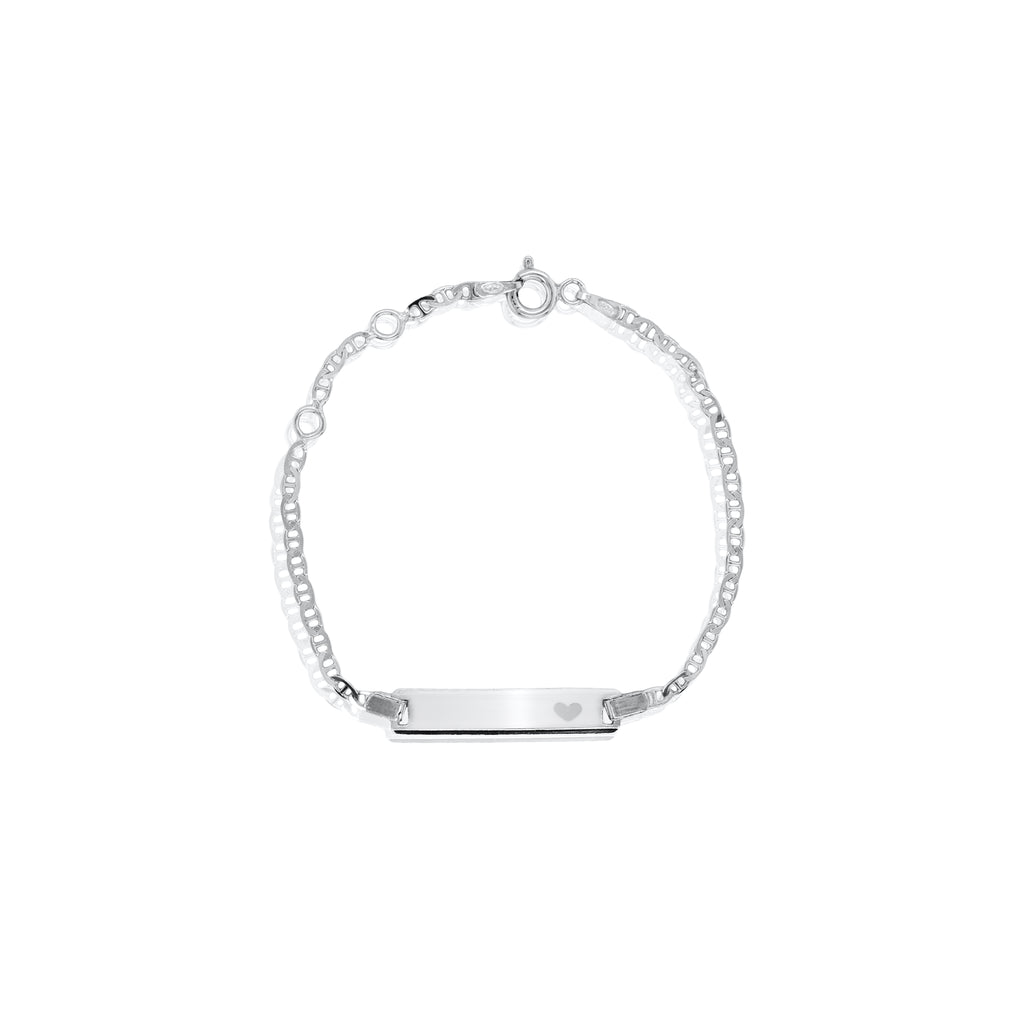 Sterling Silver flat Marina Baby Bracelet with Heart Engraving
