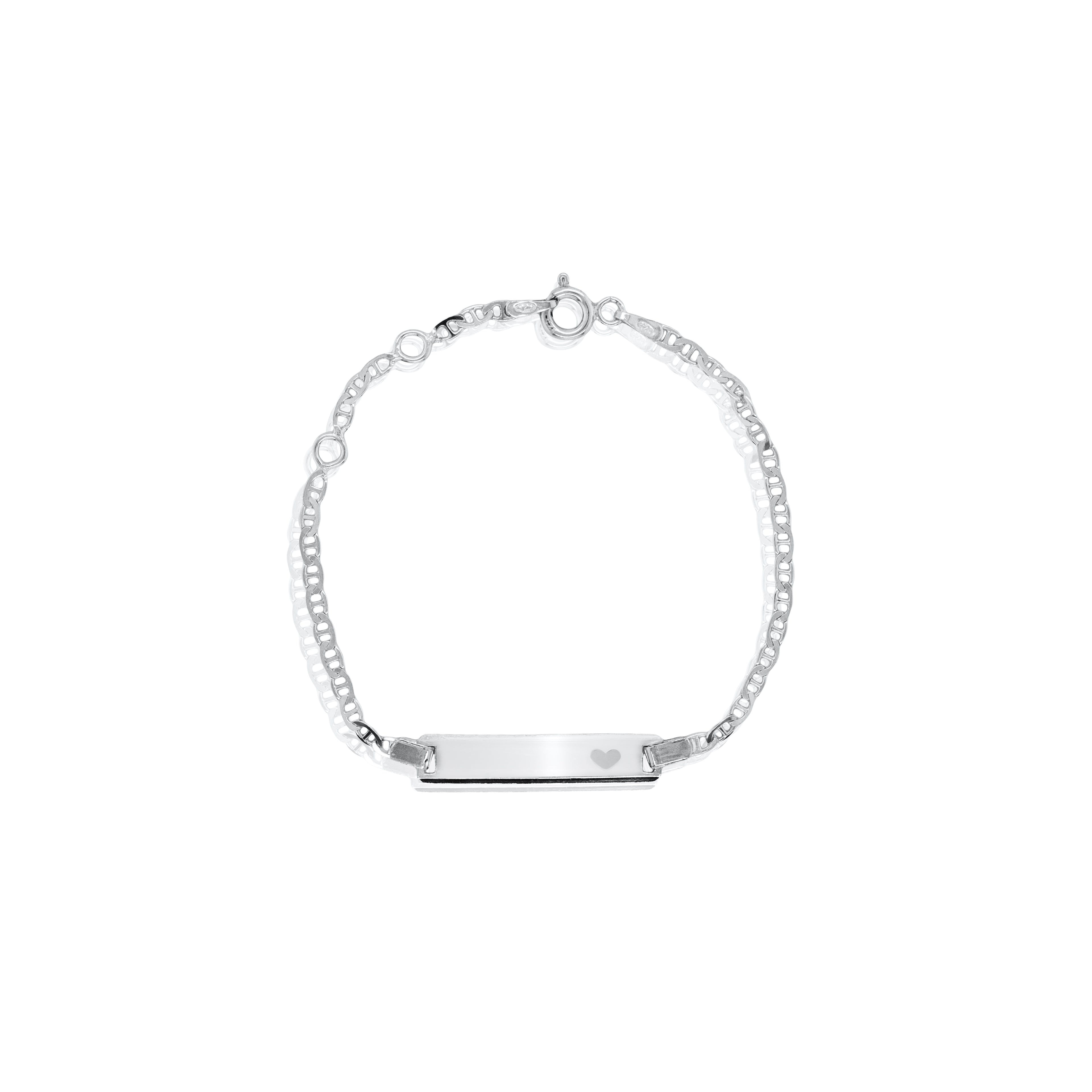 Sterling Silver flat Marina Baby Bracelet with Heart Engraving