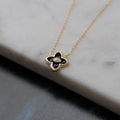 Designer Inspired Center CZ Clover Necklace - Black