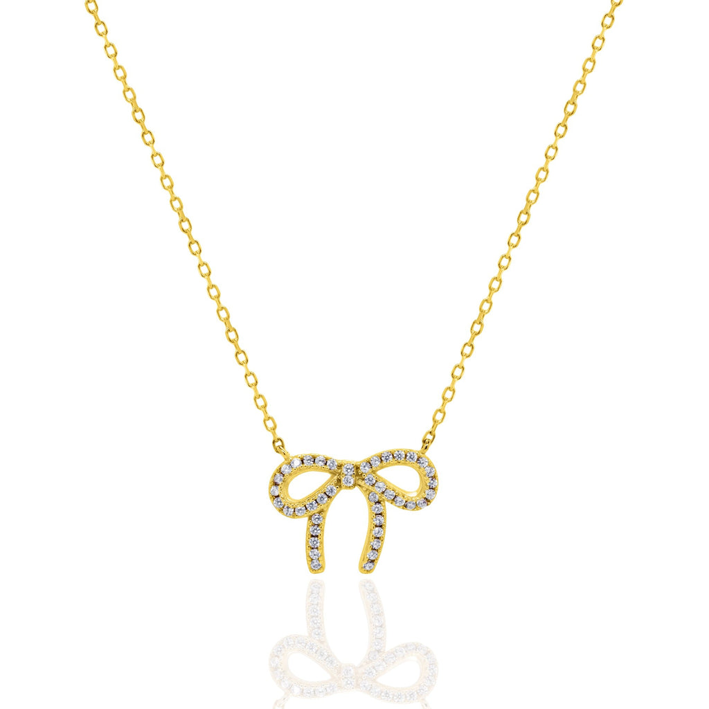 Aurevia 14K Gold Vermeil Cubic Zirconia Ribbon Bow Necklace