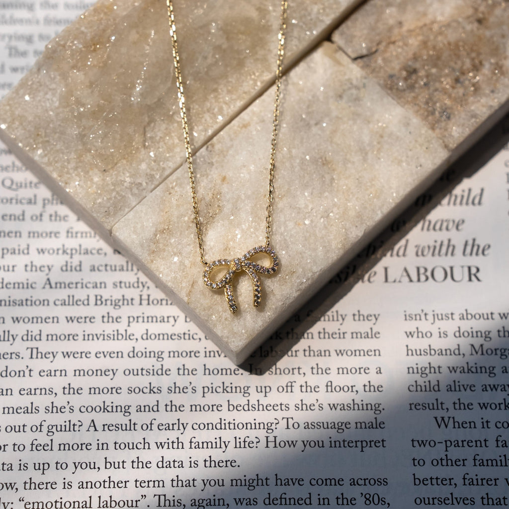 Aurevia 14K Gold Vermeil Cubic Zirconia Ribbon Bow Necklace