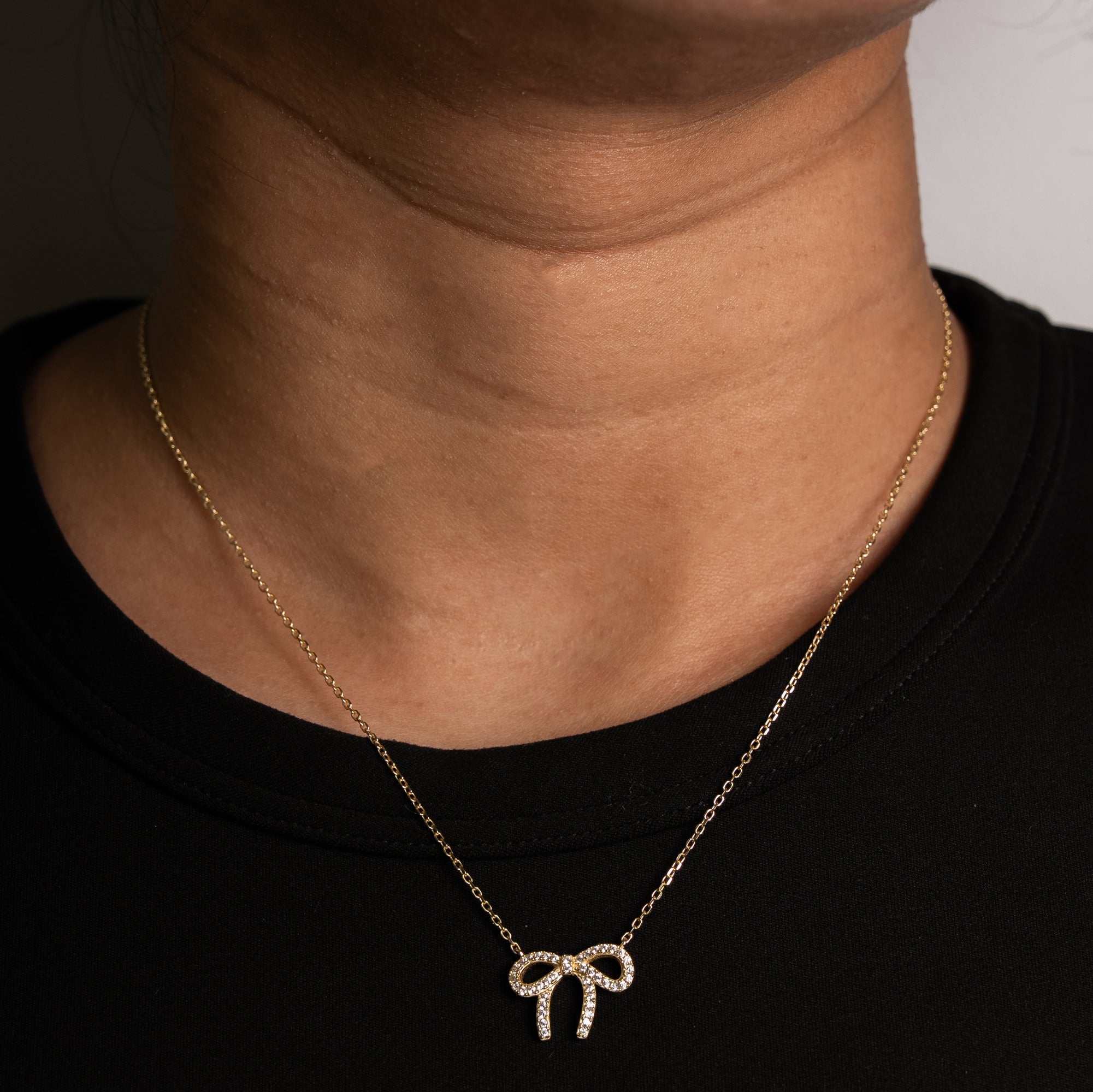 Aurevia 14K Gold Vermeil Cubic Zirconia Ribbon Bow Necklace