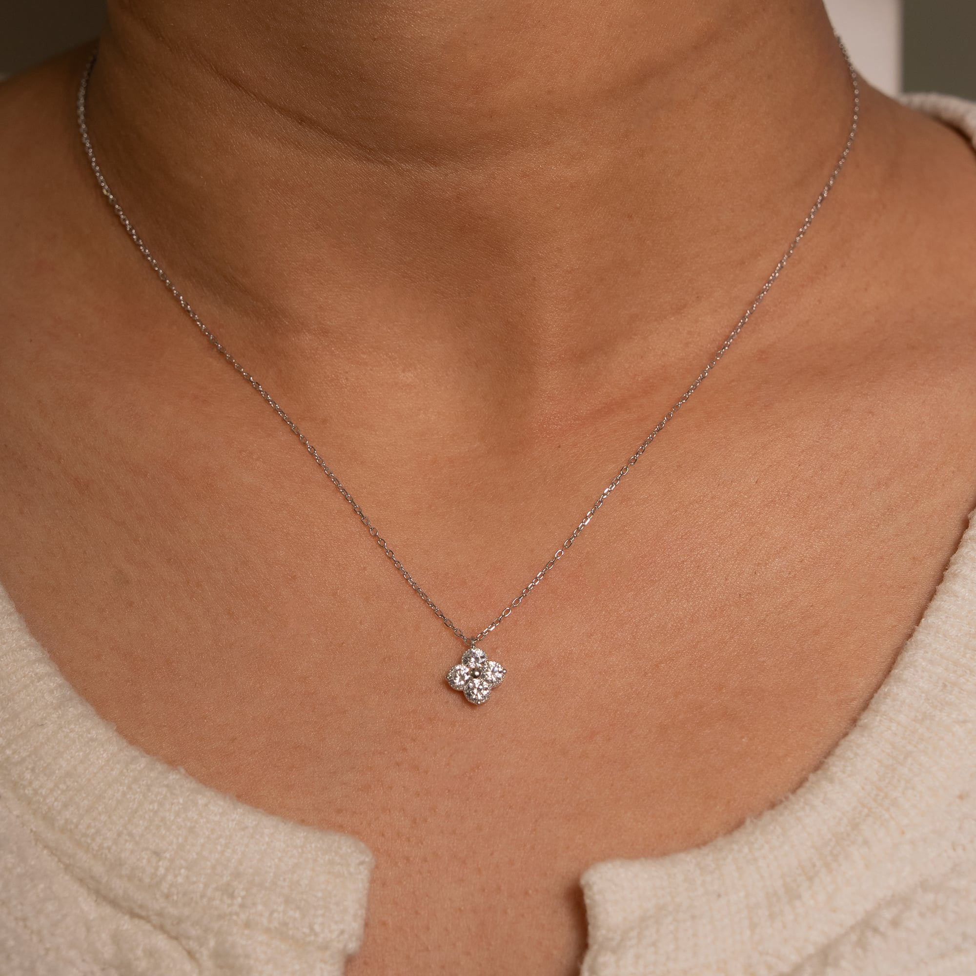 Aurevia Sterling Silver Clover Necklace