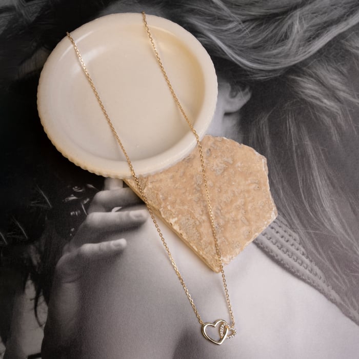 14K Gold Vermeil Interlocking Heart Necklace