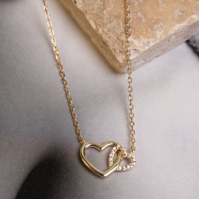 14K Gold Vermeil Interlocking Heart Necklace