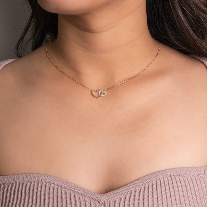 14K Gold Vermeil Interlocking Heart Necklace
