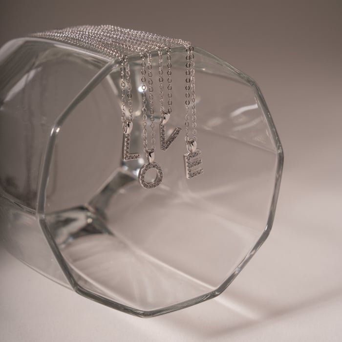 Sterling Silver Cubic Zirconia Alphabet Necklace