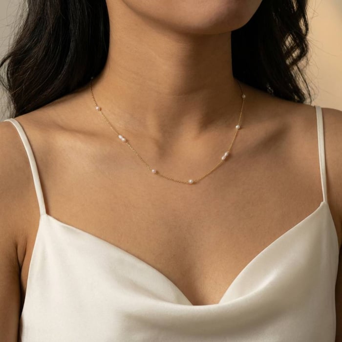 14K Gold Vermeil Freshwater Pearl Necklace