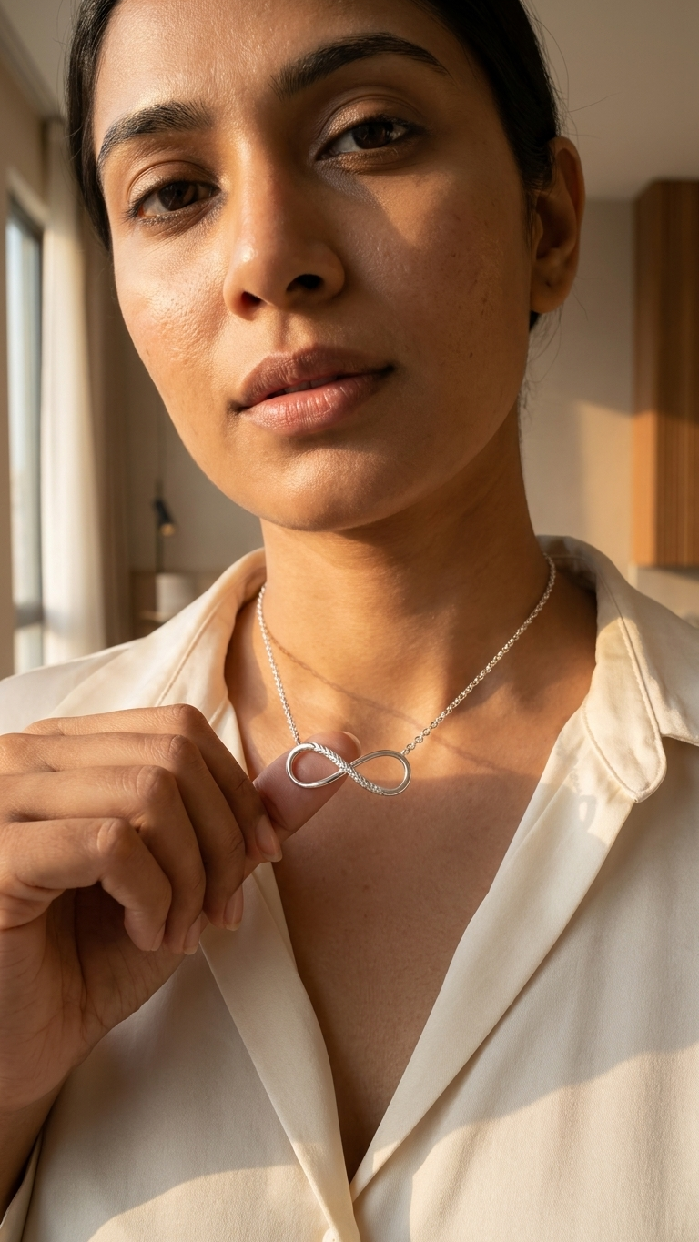 Sterling Silver Elegant Infinity Necklace