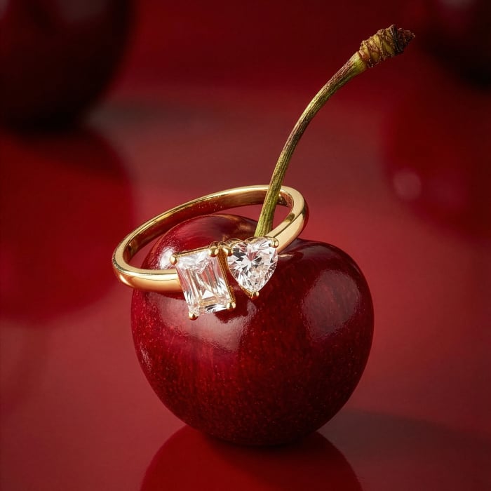 14K Gold Vermeil Sterling Silver Moi Et Toi CZ Ring