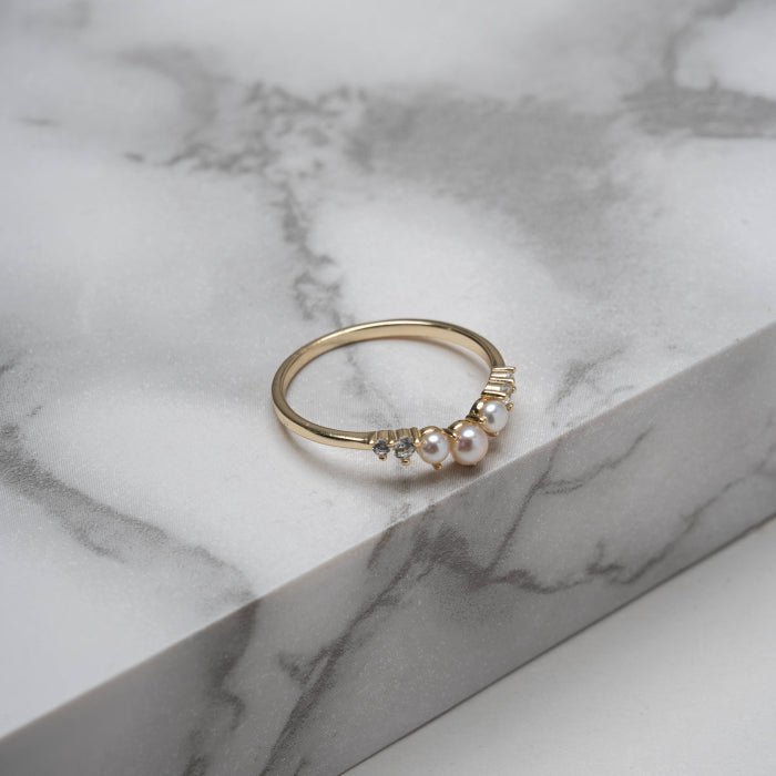 14K Gold Vermeil Freshwater Pearl Cubic Zirconia Ring
