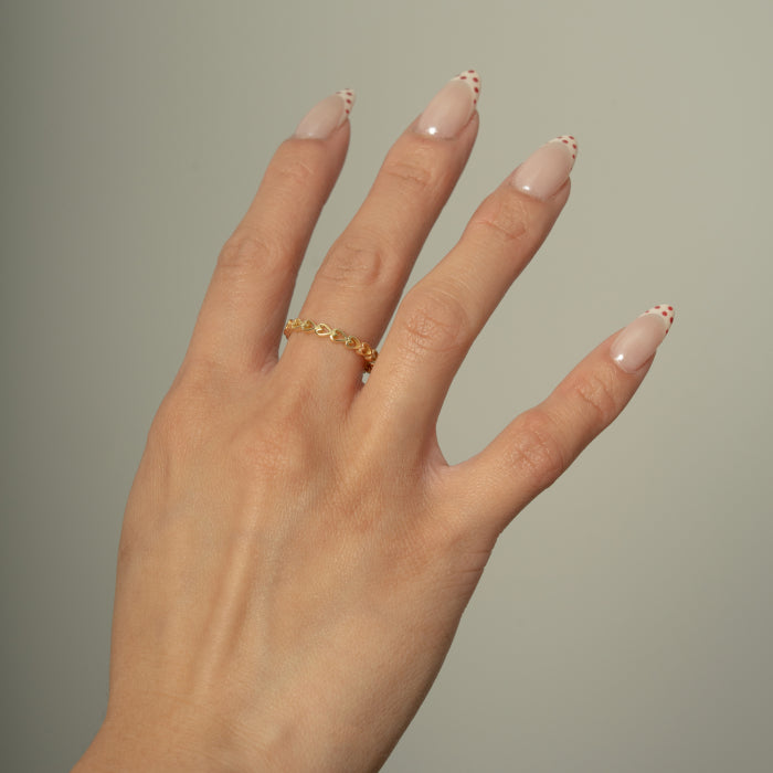 Sterling Silver Eternity Heart Band Ring - 14kt Gold Vermeil