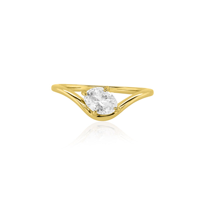 Oval CZ Aurelian Wave Cocktail Ring