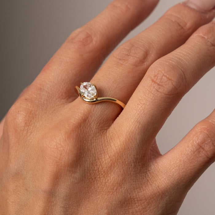 Oval CZ Aurelian Wave Cocktail Ring