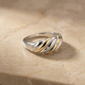 Two Tones Cubic Zirconia Twisted Dome Ring