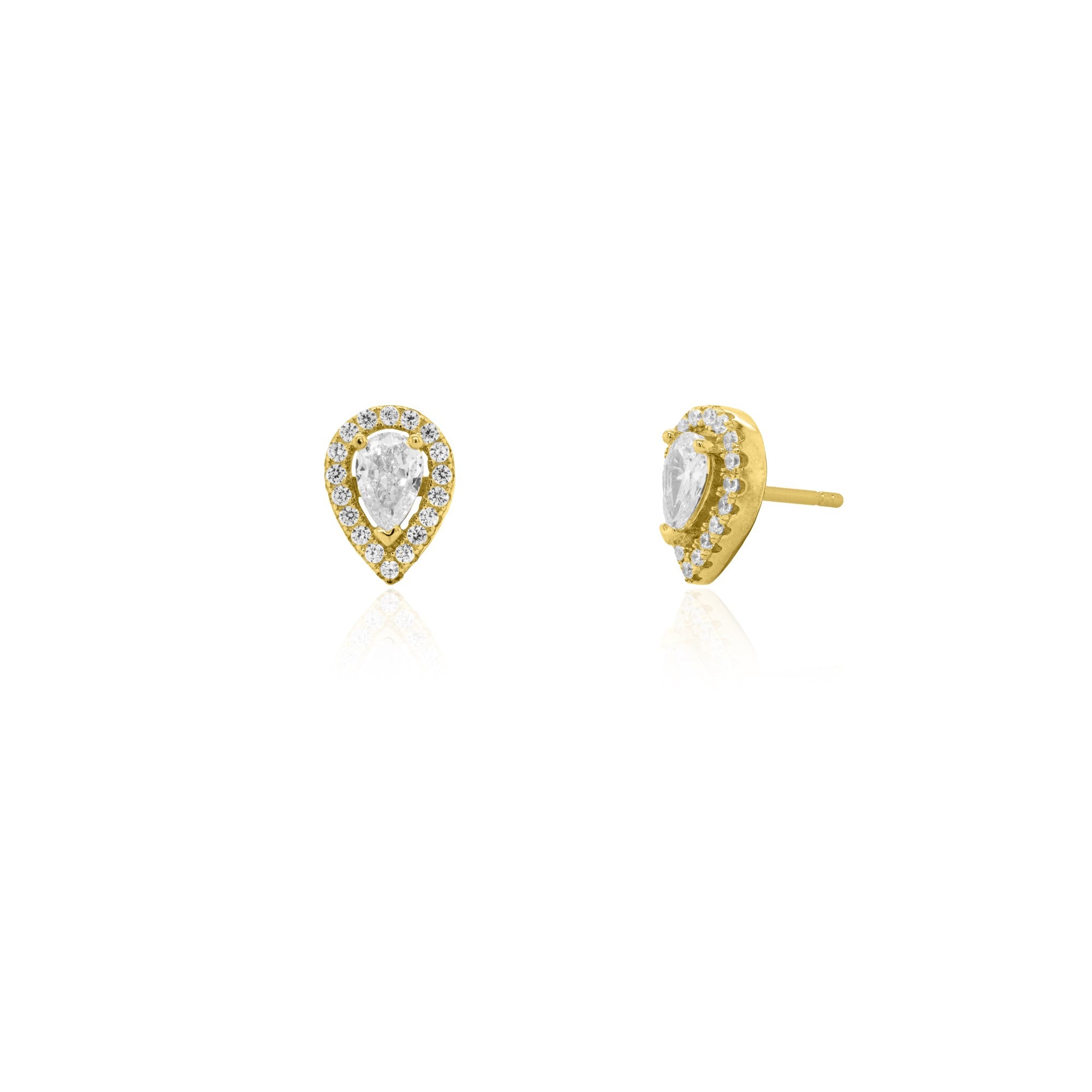 14k Gold Vermeil Halo Teardrop Studs