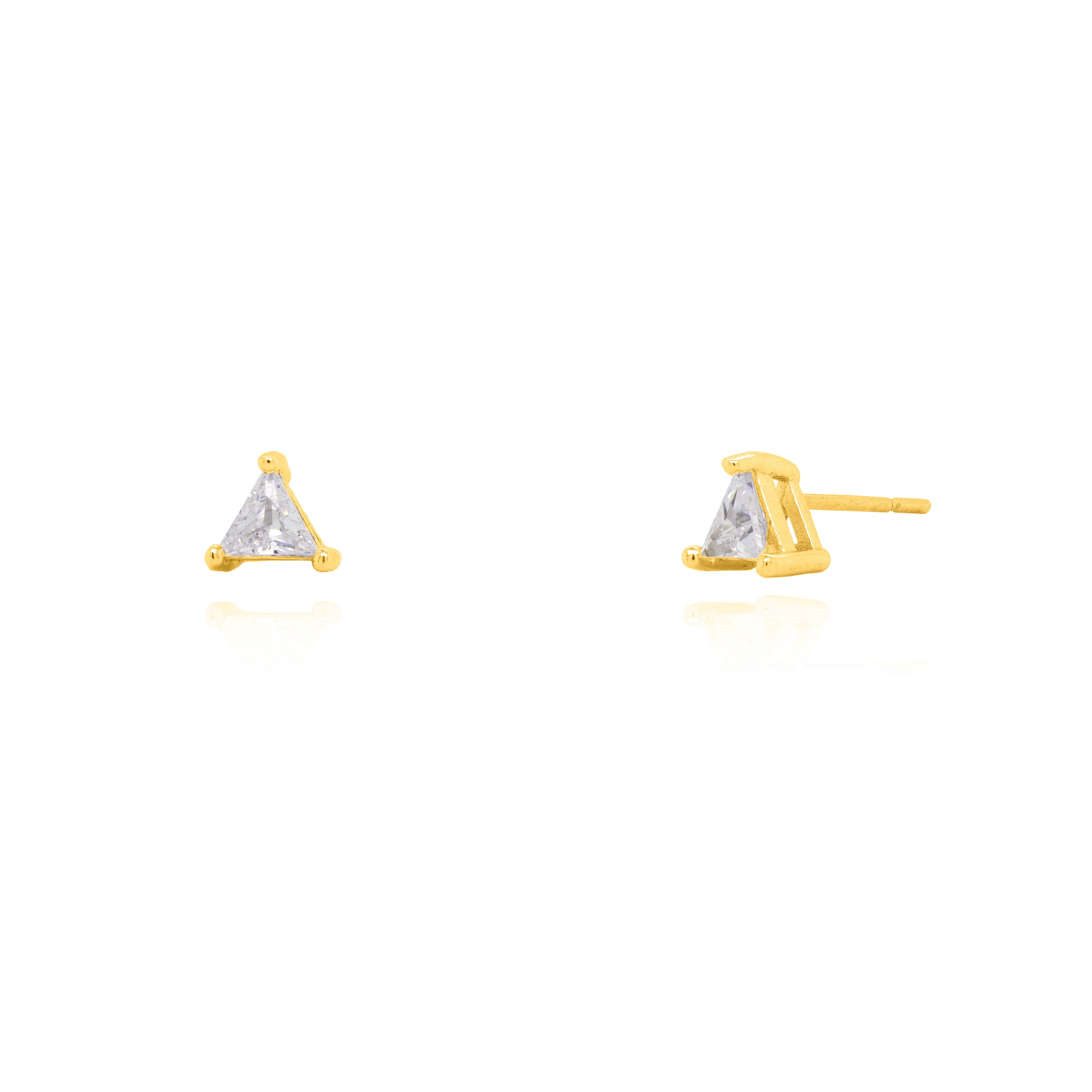 Gold Vermeil Cubic Zirconia Mini Triangle Studs