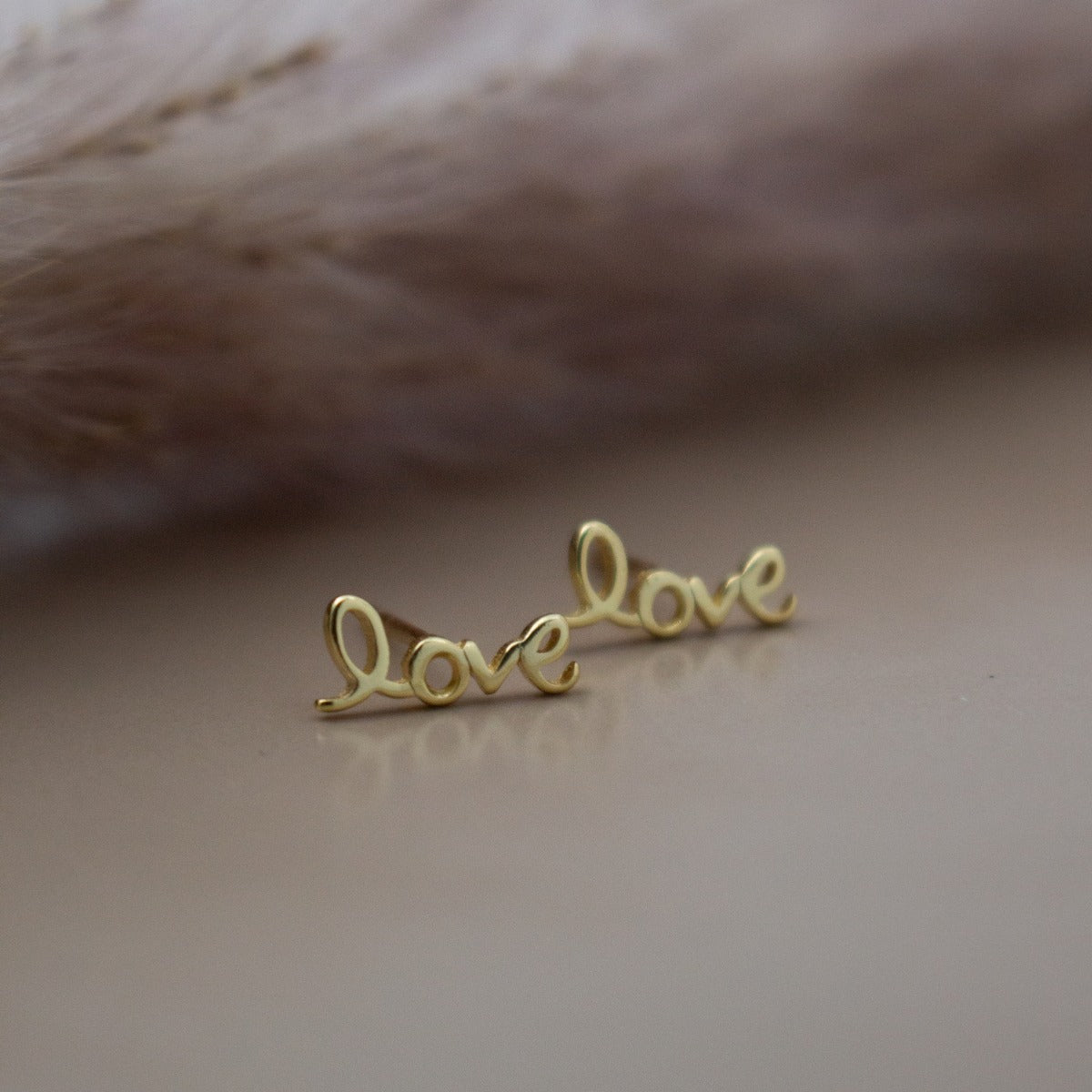 Cursive "Love" Studs
