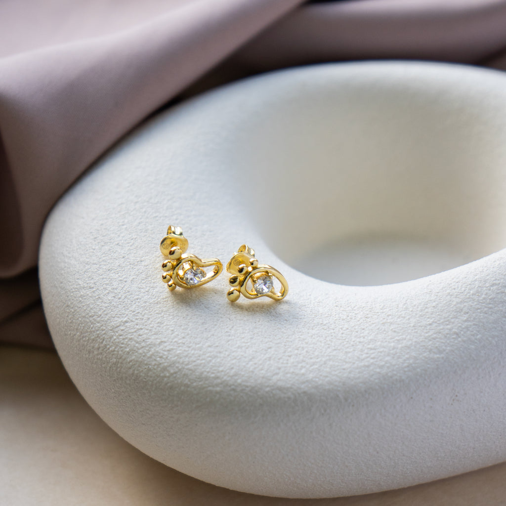 14k Gold Vermeil Baby Feet Studs with CZ