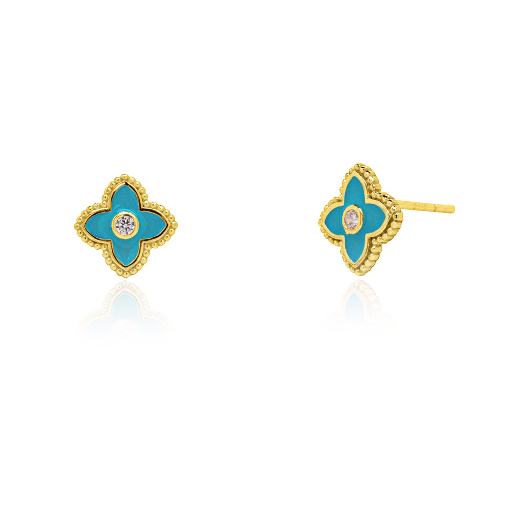 Clover Stud Earrings (Turquoise)