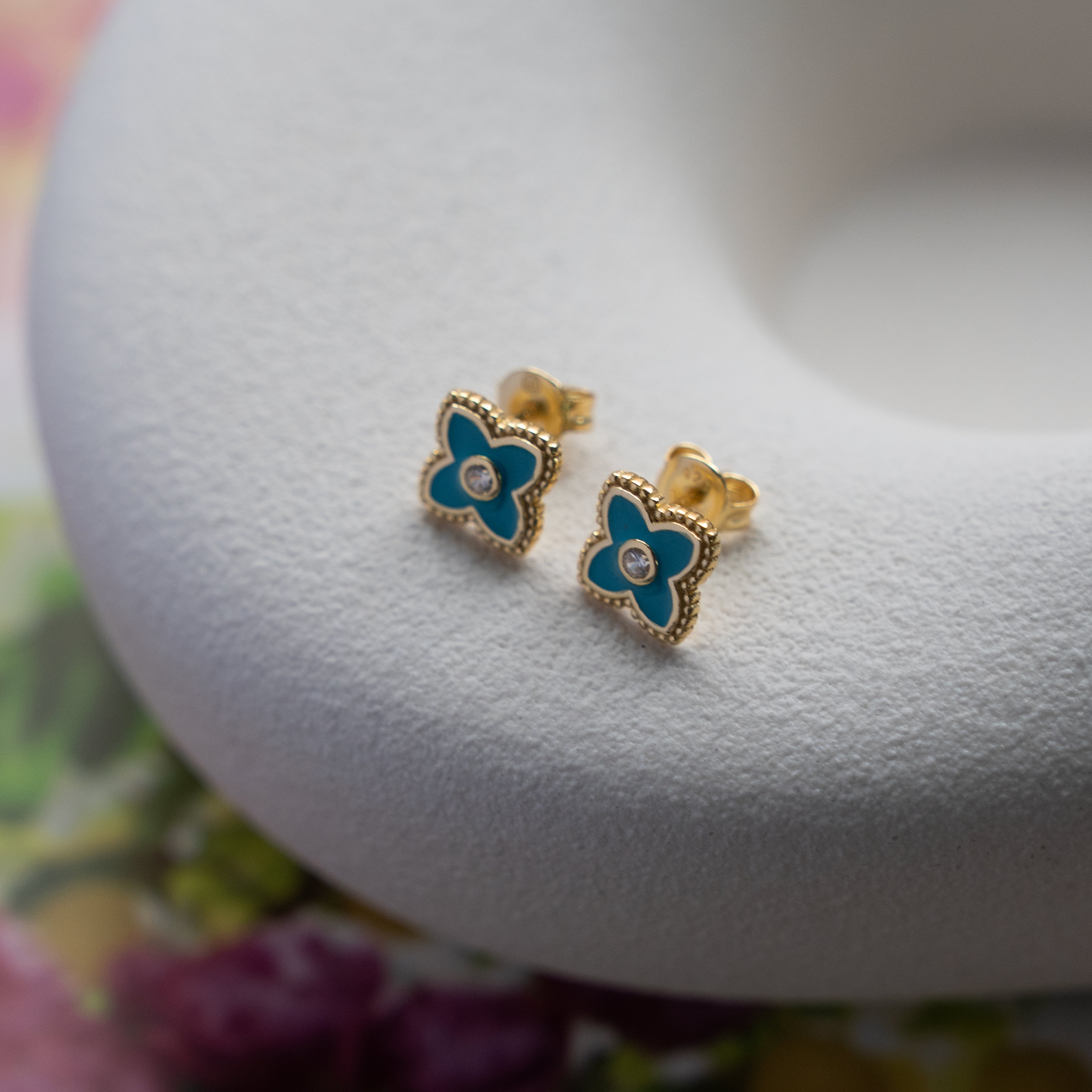 Clover Stud Earrings (Turquoise)