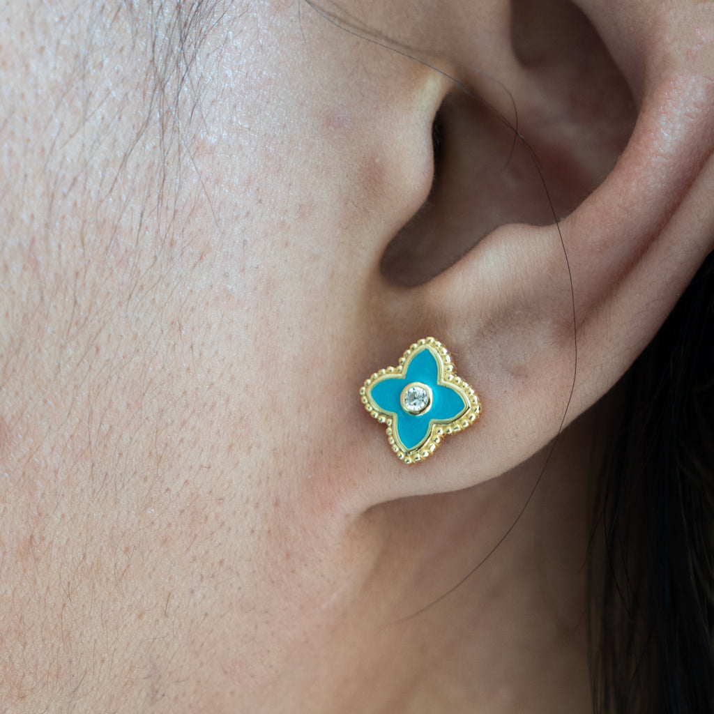 Clover Stud Earrings (Turquoise)