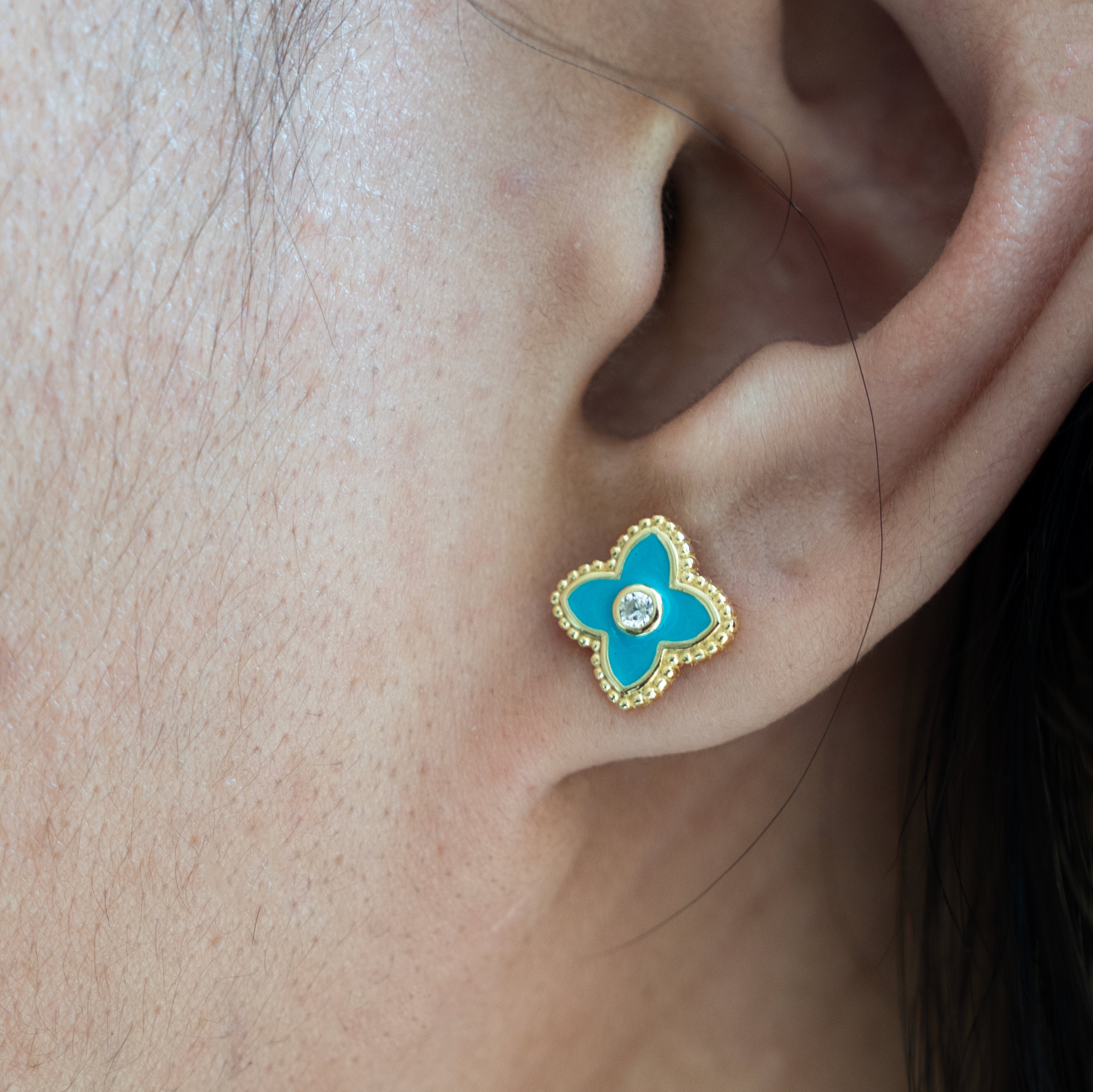 Clover Stud Earrings (Turquoise)