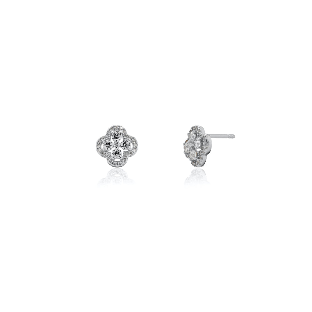 Clover Cubic Zirconia Stud Earrings