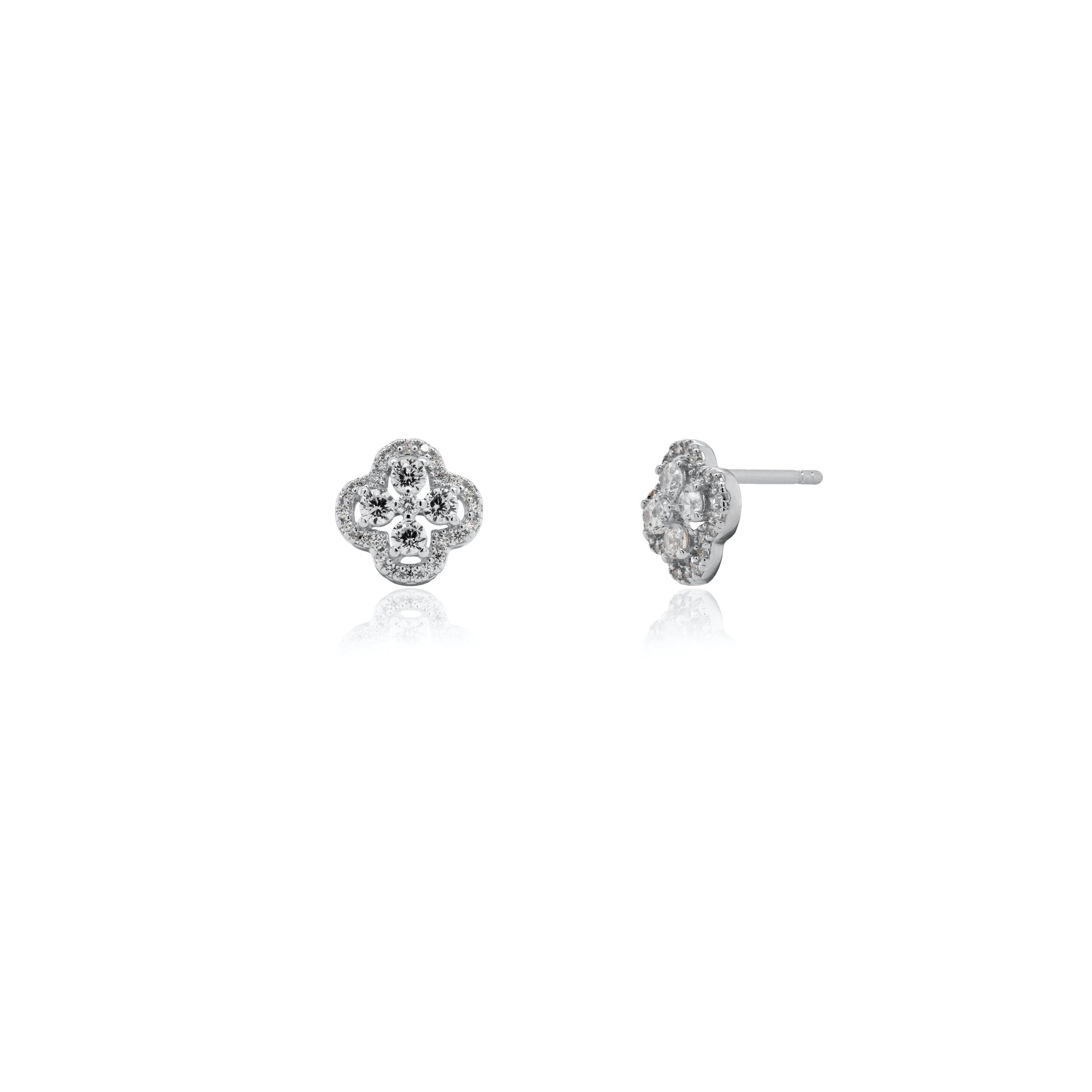 Clover Cubic Zirconia Stud Earrings