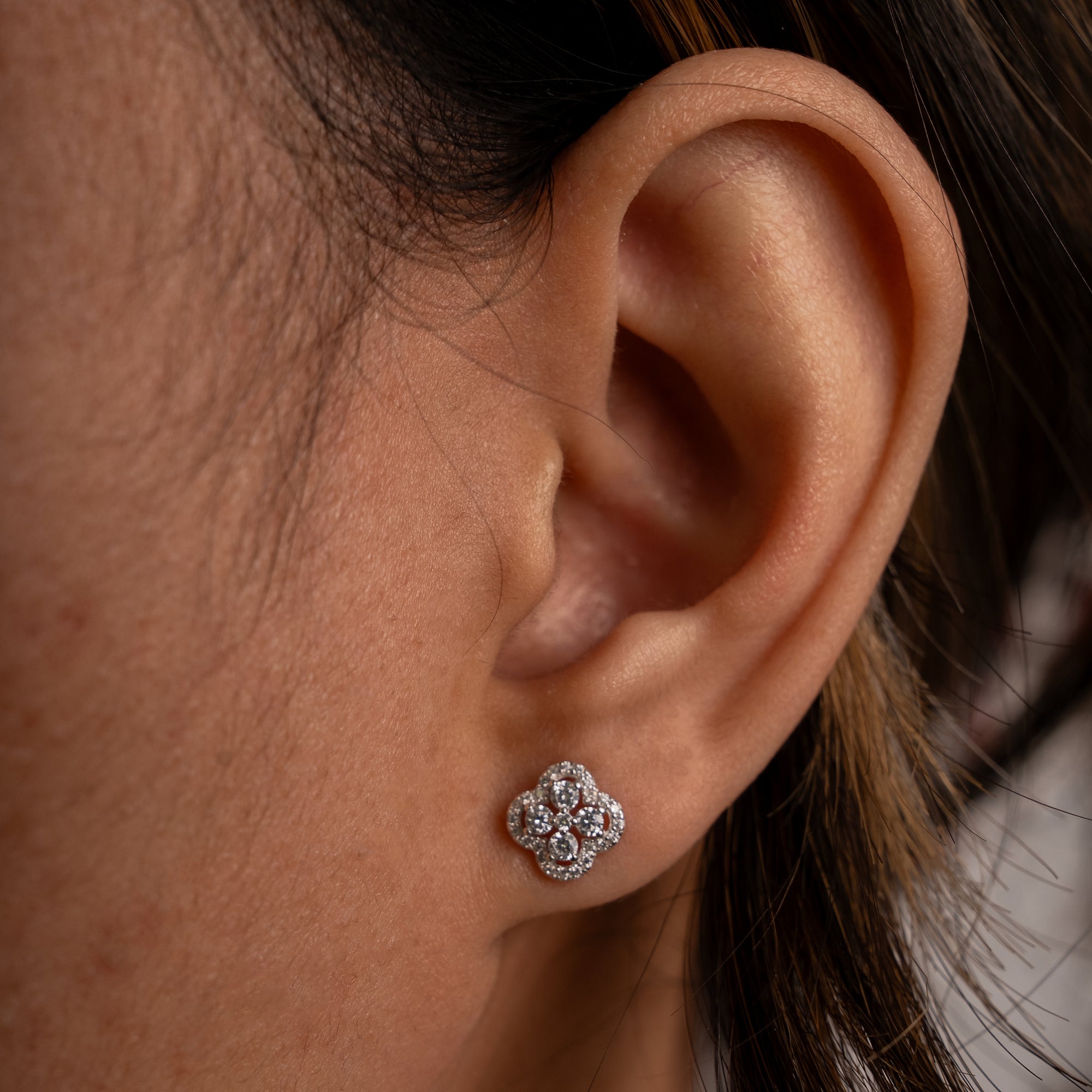 Clover Cubic Zirconia Stud Earrings