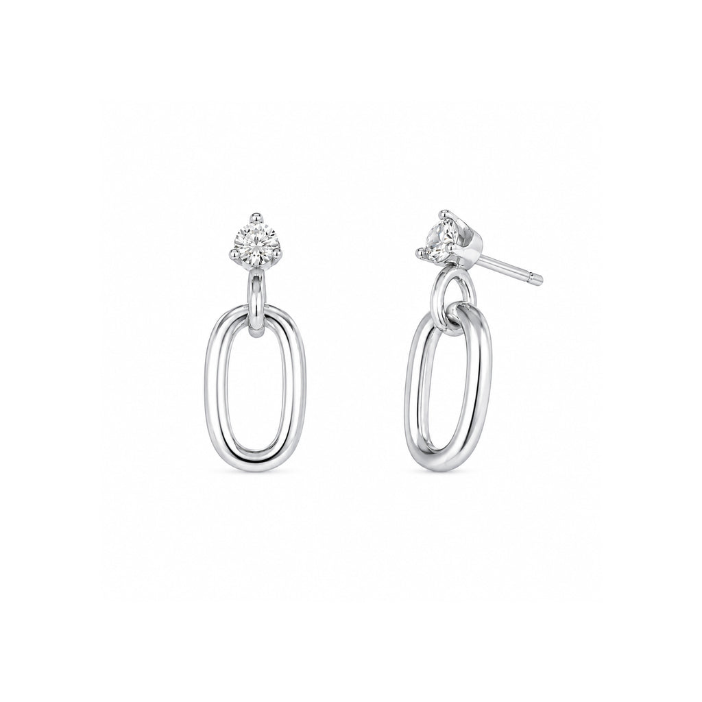 Sterling Silver Dangling Ring Stud Earrings