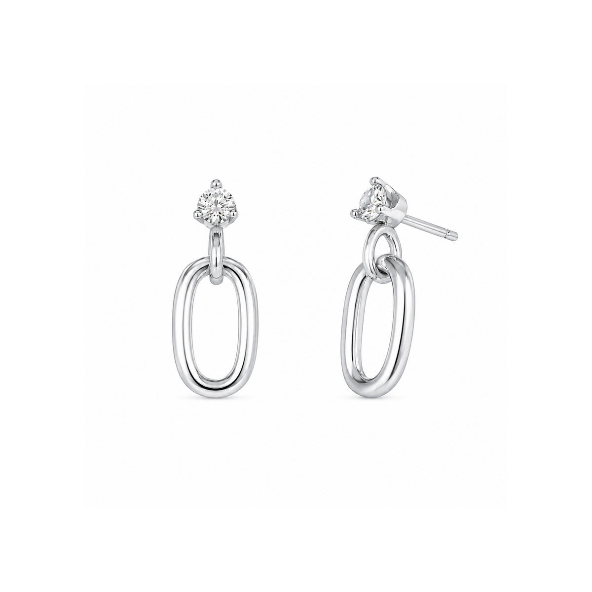 Sterling Silver Dangling Ring Stud Earrings