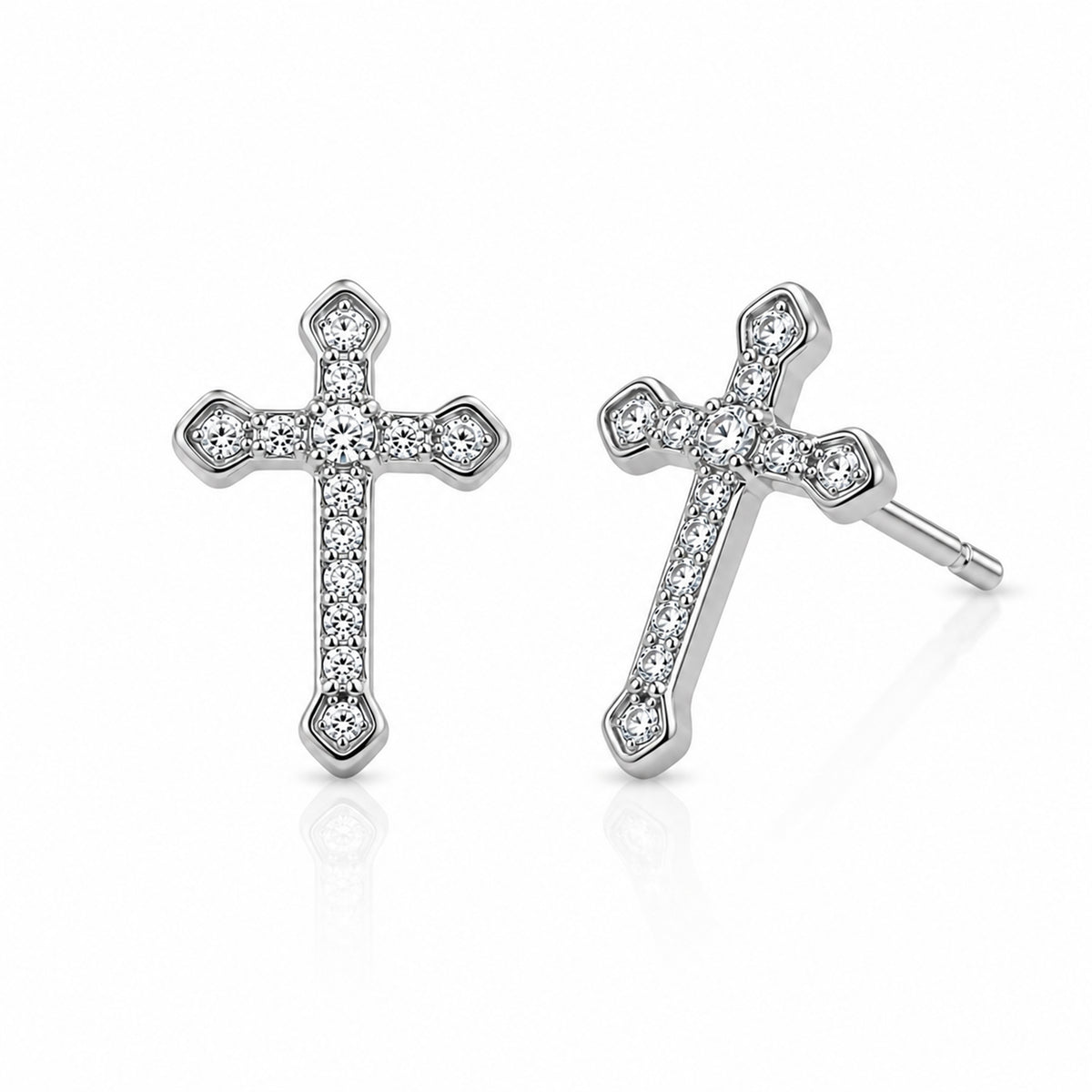 Sterling Silver Cross Stud Earrings