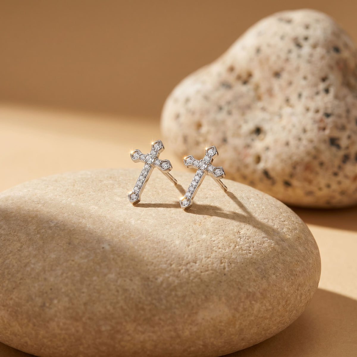 Sterling Silver Cross Stud Earrings